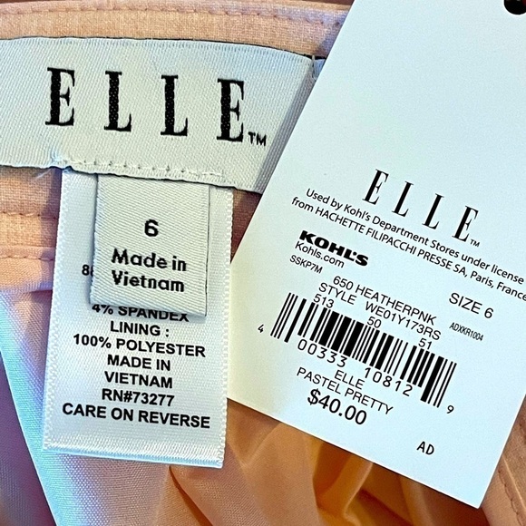Elle Women's Pink Straight Pencil Short Midi Skirt Career Office Skirt, Sz 6 - Picture 2 of 13